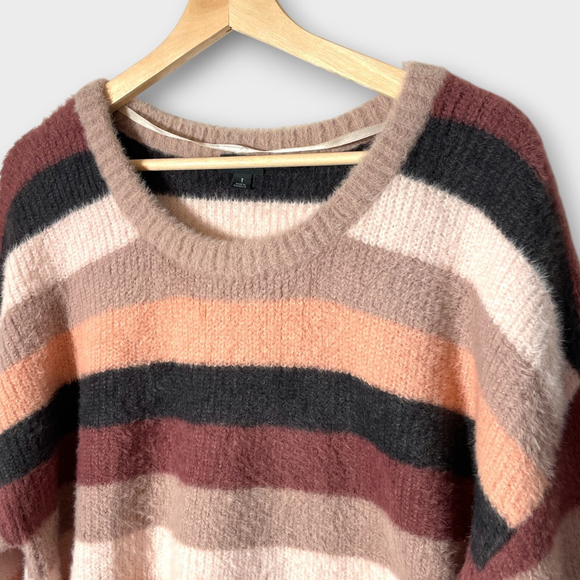 TORRID Fuzzy Yarn Pullover Sweater SZ 1 (1X) Drop Shoulder Stripes EUC - Picture 3 of 8